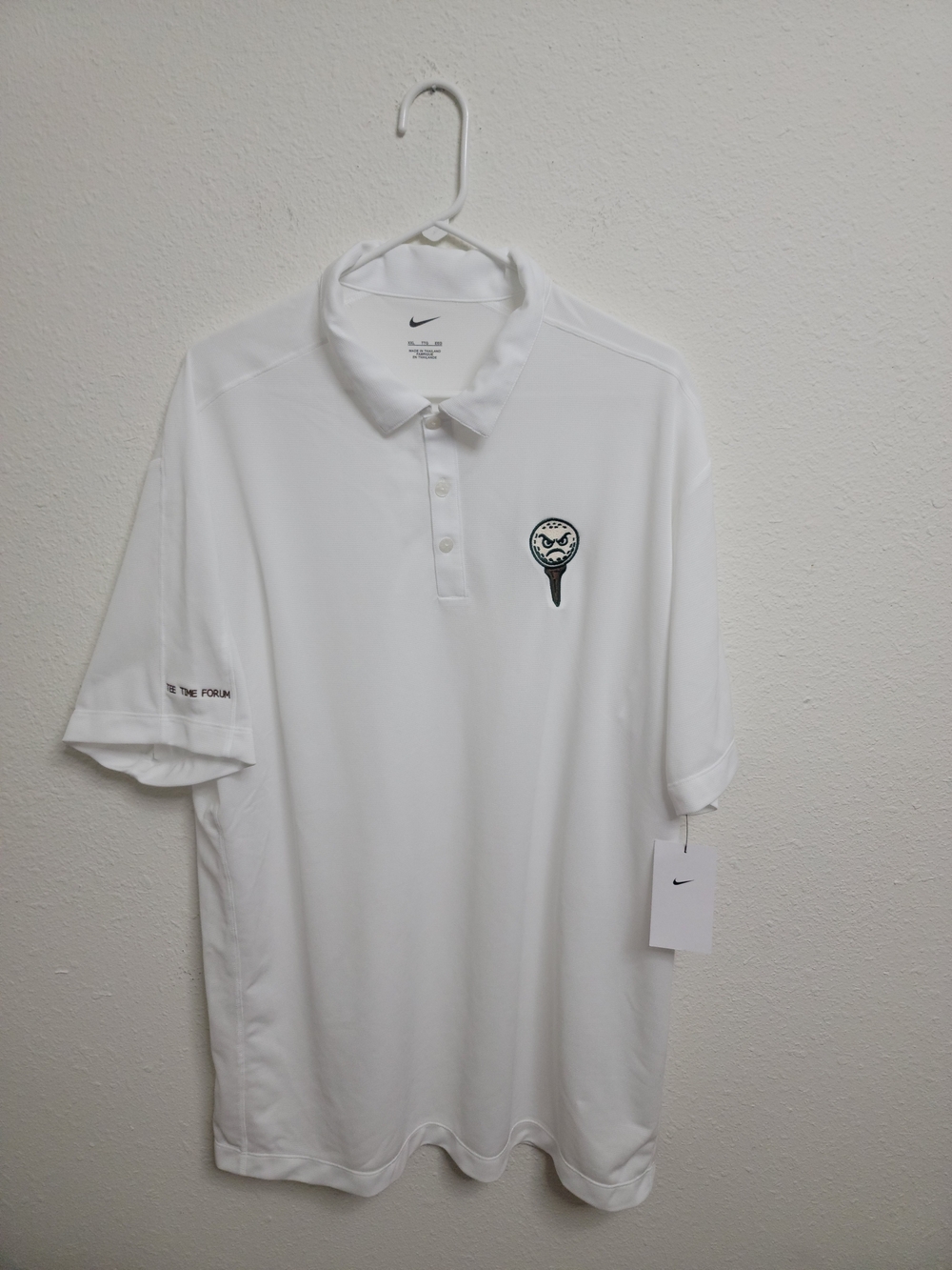 NEW Nike Performance Polo Solid White Angry Golf Ball Logo Men's 2XL